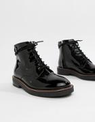 Asos Design Anarchy Leather Lace Up Boots-black