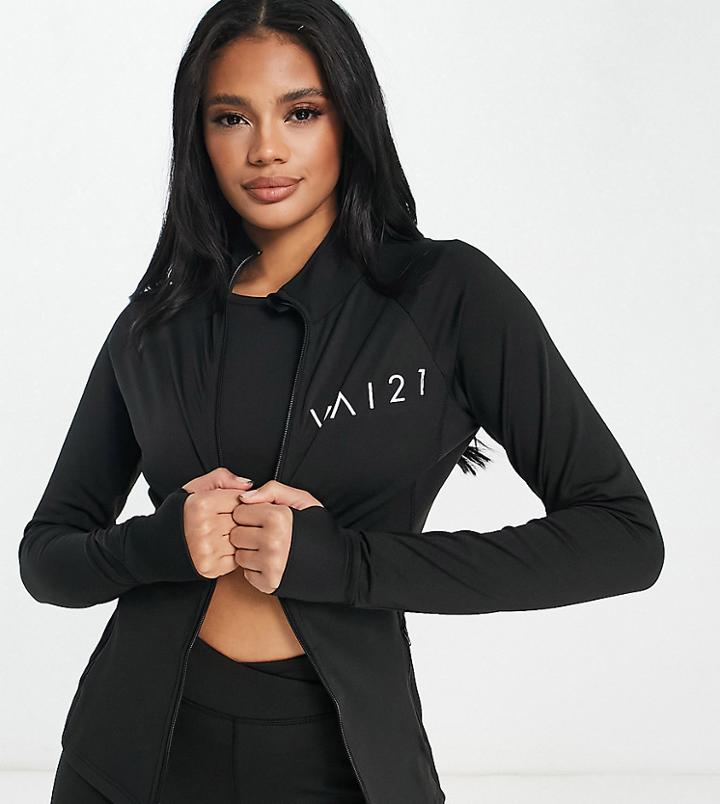 Vai21 Active Polar Fleece Zip Jacket In Black