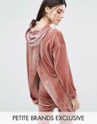 One Day Petite Hooded Longline Sweat Top With Wrap Back Detail - Pink