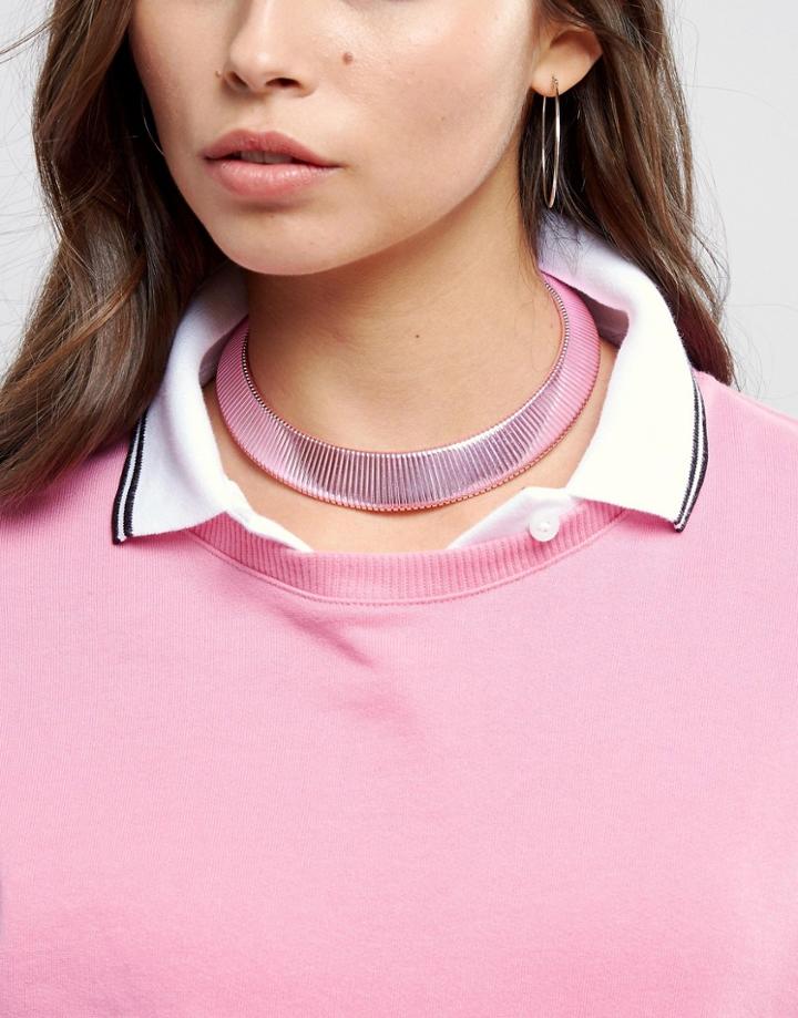 Asos Metallic Coil Choker Necklace - Silver
