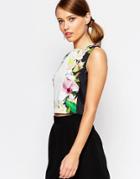 Ted Baker Crop Top In Mirrored Forget Me Not Print - Multi