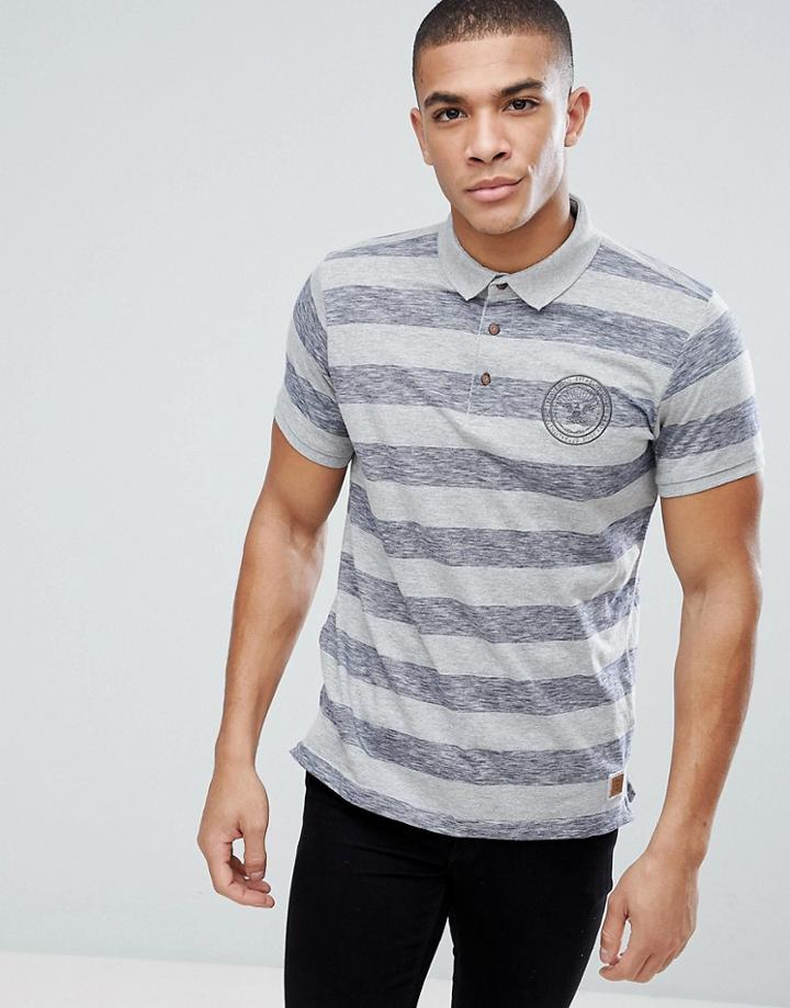 Brave Soul Wide Stripe Polo - Gray