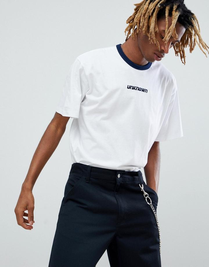 Asos X Unknown London T-shirt With Embroidered Logo - White