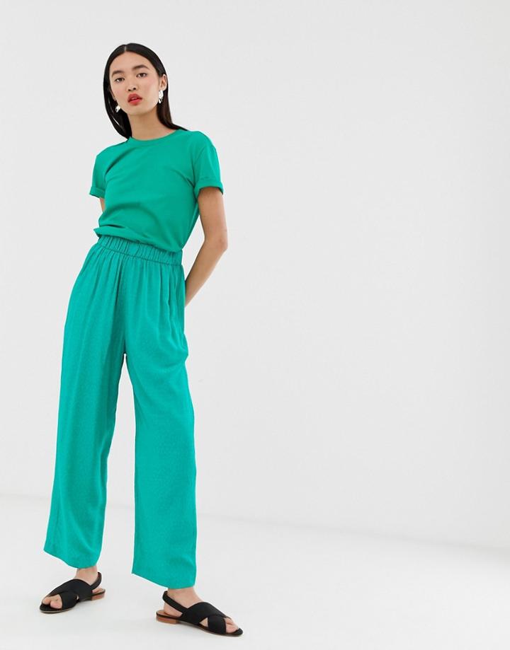 & Other Stories High Waisted Jacquard Dot Print Pants In Green - Green
