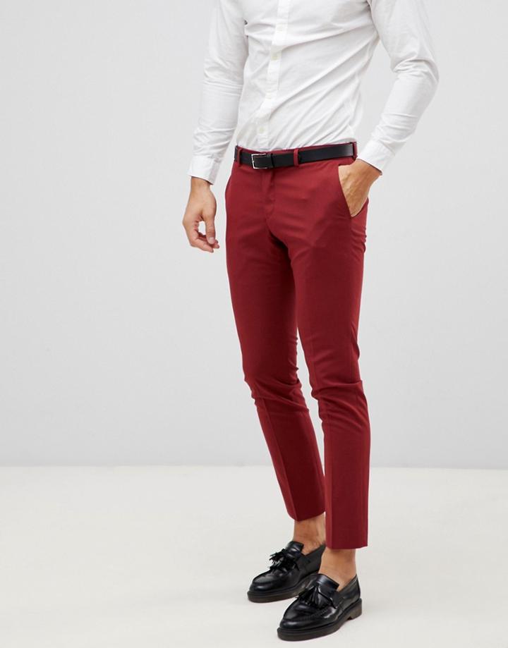 Selected Homme Red Suit Pants In Skinny Fit - Red