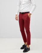 Selected Homme Red Suit Pants In Skinny Fit - Red