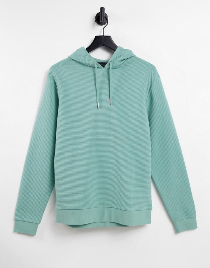 Asos Design Ribbed Hoodie In Green