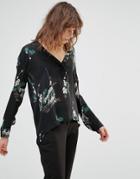 Samsoe & Samsoe Wad Black Blossom Print Shirt - Black