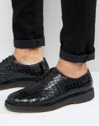 Asos Derby Shoe In Black Croc - Black