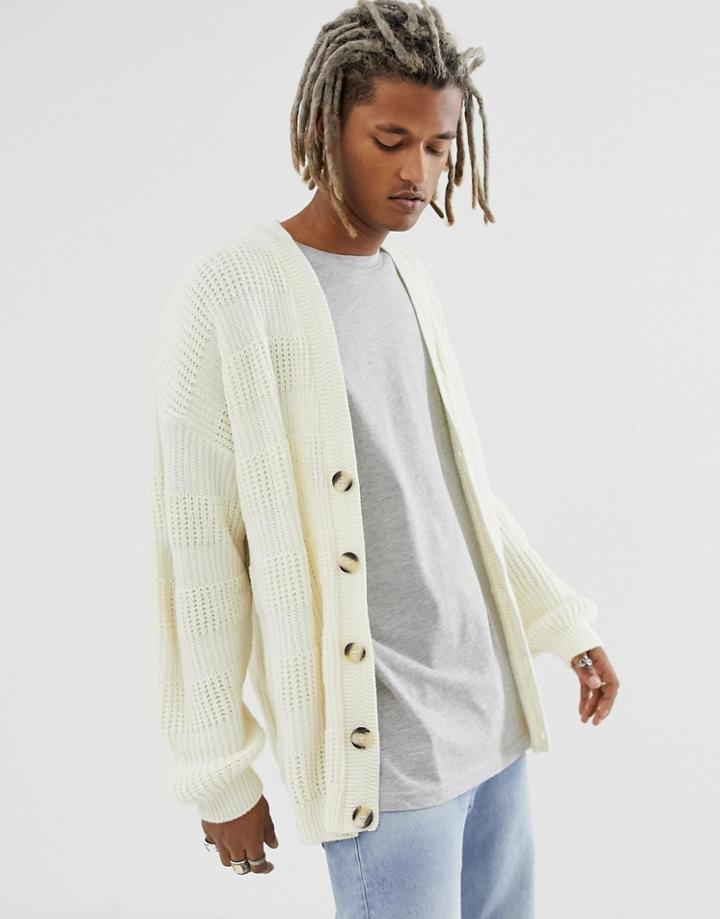 Asos Design Oversized Cardigan In White - White
