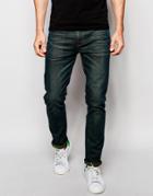Asos Skinny Jeans With Heavy Green Wash - Green Blue