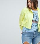 Brave Soul Plus Jade Crop Rain Trench - Yellow