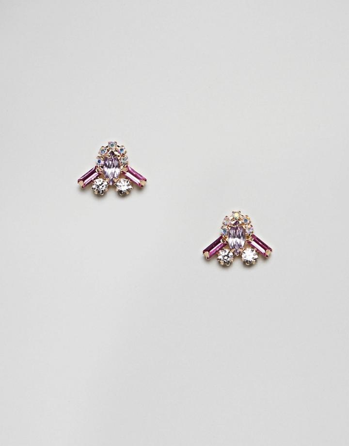 Asos Design Jewel Drop Earrings - Multi