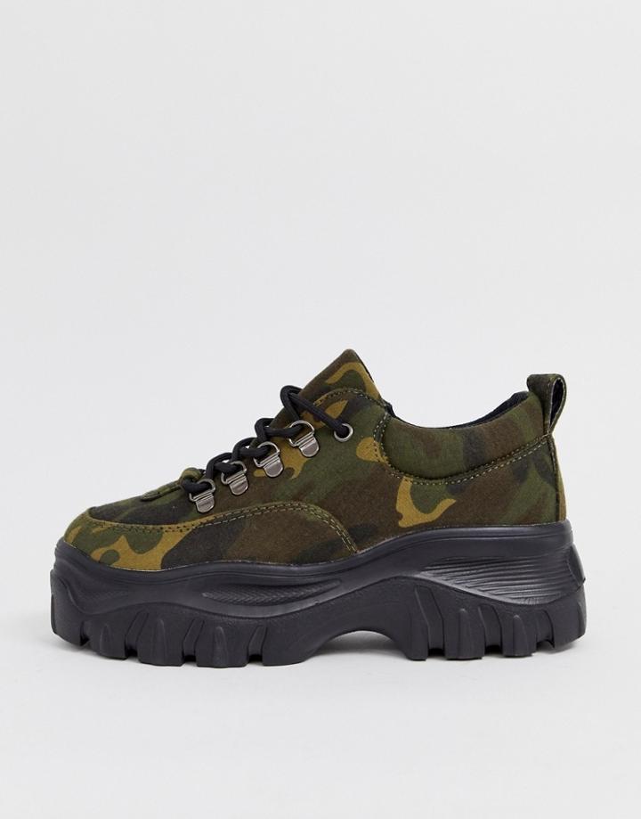 Public Desire Biggie Camouflage Chunky Sneakers-multi
