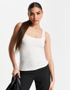 Asos Design Tank With Square Neck And Bust Seam In White-black