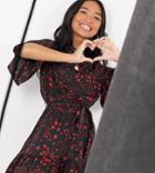 Influence Petite Tie-waist Flippy Hem Mini Dress In Heart Print-multi