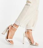 Asos Design Wide Fit Noelle Barely There Block Heel Sandals In Natural-neutral