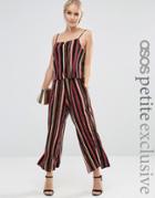 Asos Petite Peg Pant In Plisse Stripe Co-ord - Multi