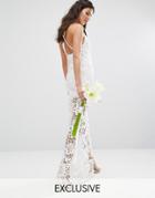 Bodyfrock Bridal Crochet Maxi Dress With Cross Back - White