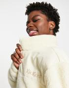 Kickers Oversized Jacket With Embroidered Logo And Woven Panel In Teddy Fleece-neutral