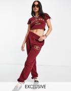 Reclaimed Vintage Inspired Sweatpants In Burgundy - Part Of A Set