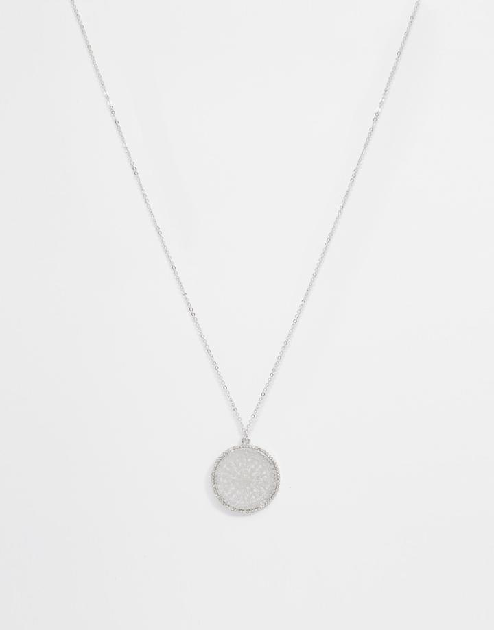 Nylon Filigree Pendant Necklace - Silver