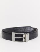Moss London Faux Leather Reversible Belt In Black And Brown Snakesskin