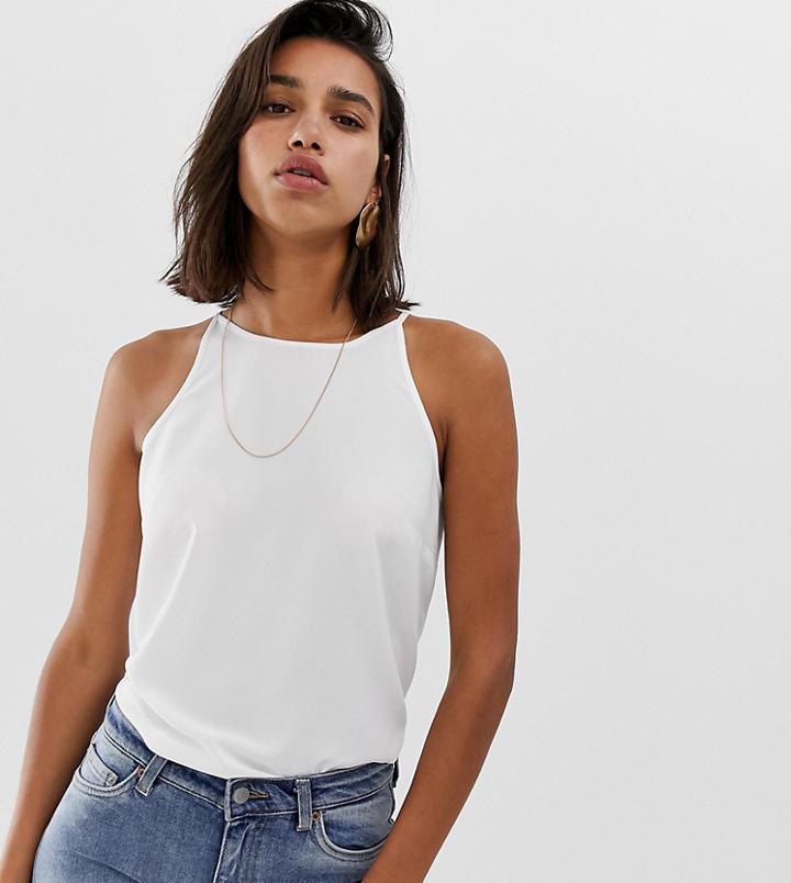 Warehouse High Neck Cami In White - Cream