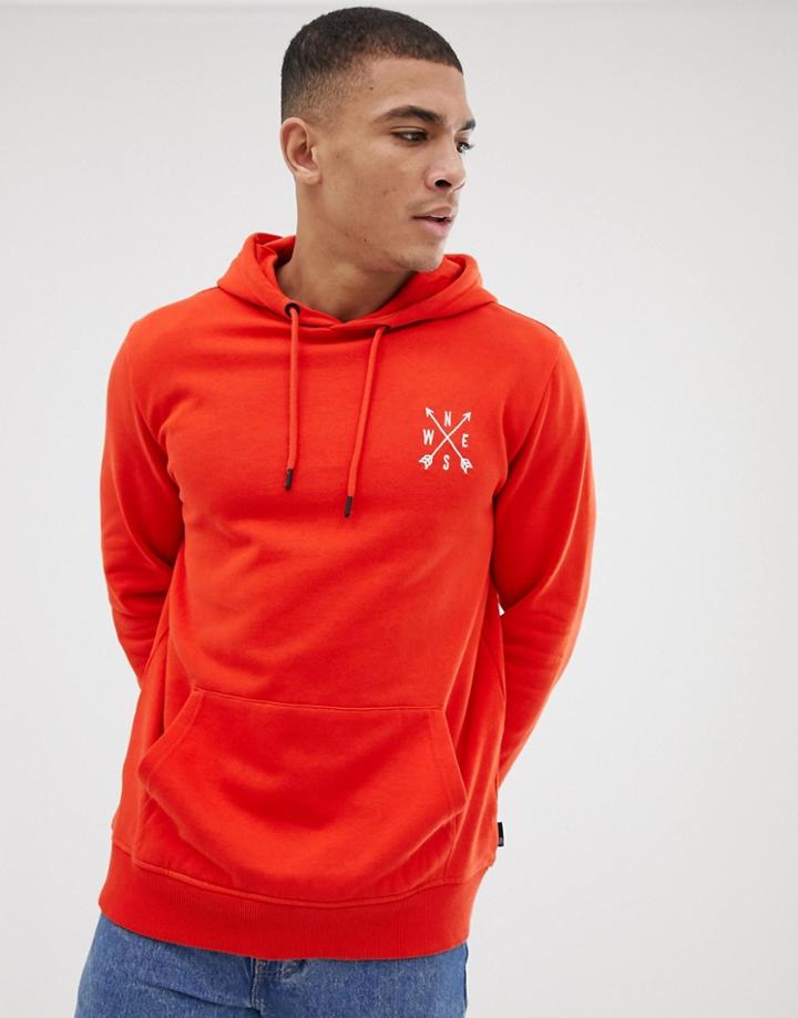 Burton Menswear Hoodie With Chest Embroidery In Orange - Orange