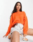Asos Design Oversized Sweater With Volume Sleeve In Orange