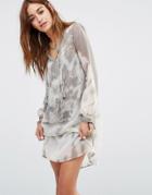 Religion Smock Dress In Muted Tie Dye - Multi