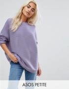 Asos Petite Sweater In Oversized Ripple - Purple