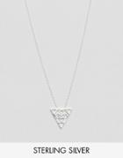 Asos Sterling Silver Triangle Filigree Short Pendant Necklace - Silver