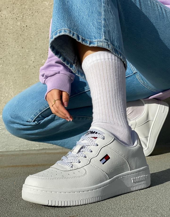 Tommy Jeans Reflective Basket Sneakers In White