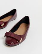 Asos Design Lexy Bow Ballet Flats In Oxblood - Red