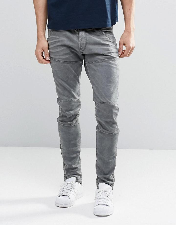 G-star 5620 3d Ankle Zip Super Slim Jeans - Stone
