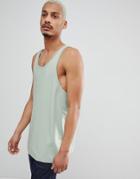 Asos Design Longline Skater Fit Tank In Light Green - Green