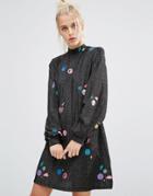 Lazy Oaf High Neck Swing Dress In Sparkly Space - Black