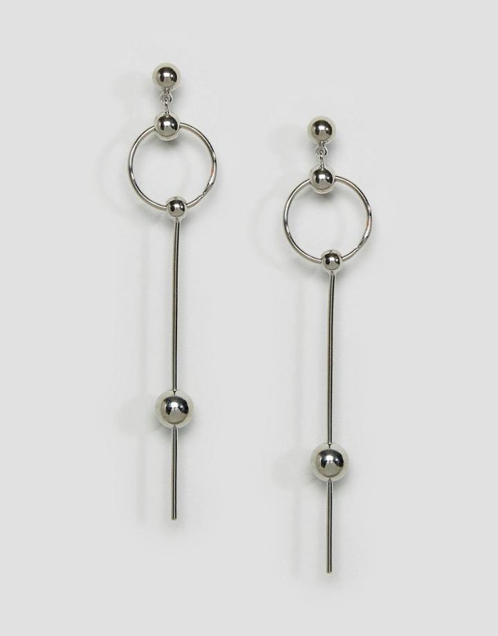 Pieces Circle Drop Earrings - Silver
