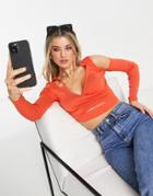River Island Cut Out Wrap Top In Bright Red