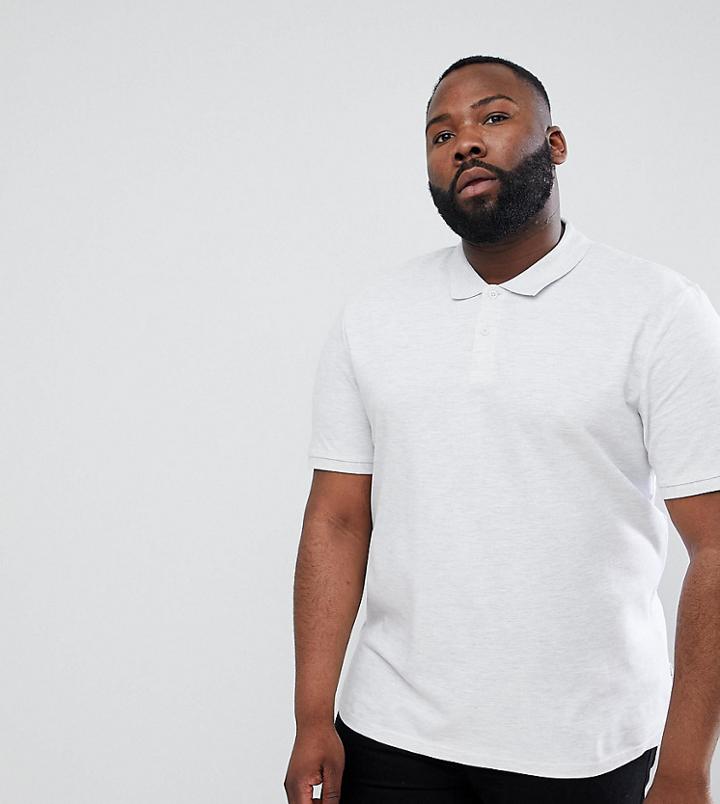 Jack & Jones Originals Plus Polo Shirt With Chest Branding - White