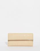 Yoki Fashion Flap Over Purse With Gold Bar - Stone
