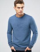 Boss Orange Woorth Crew Sweatshirt Emboss Logo - Blue