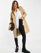 Selected Femme Recycled Quilted Coat In Beige-brown