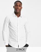 French Connection 2 Pack Skinny Fit Formal Shirt-white
