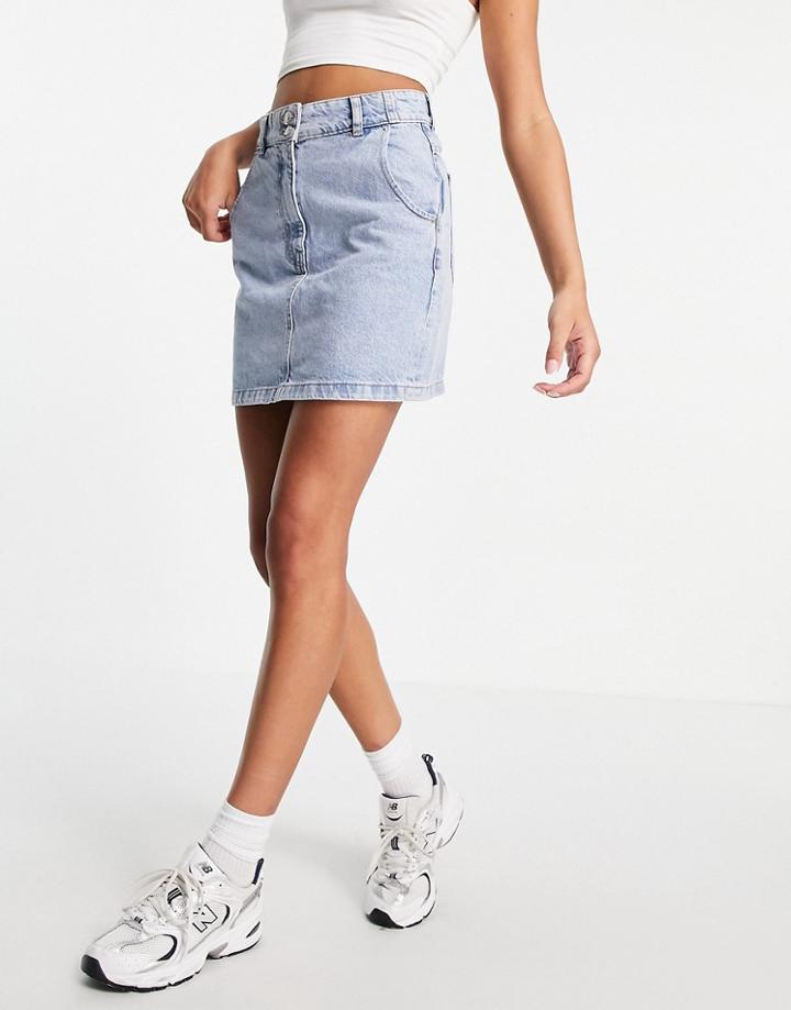 Mango Denim Mini Skirt In Blue-blues
