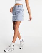 Mango Denim Mini Skirt In Blue-blues