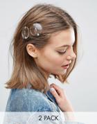 Asos Pack Of 2 Clear Circle Hair Clips - Clear