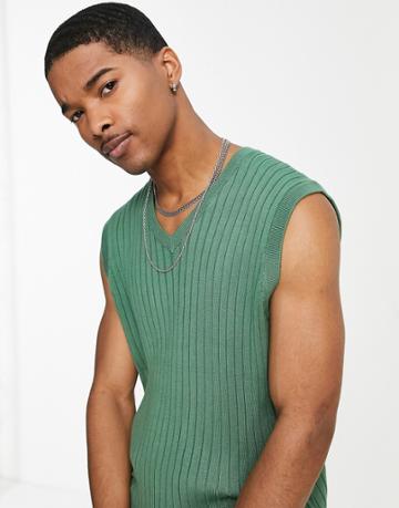 Devil's Advocate Oversized Ribbed Vest-brown