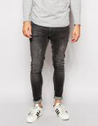 Asos Extreme Super Skinny Jeans With Abrasions - Gray